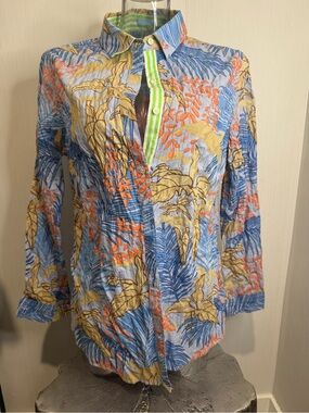 NWT J. McLaughlin Lois Blouse. Large. Blue/Green. No flaws!